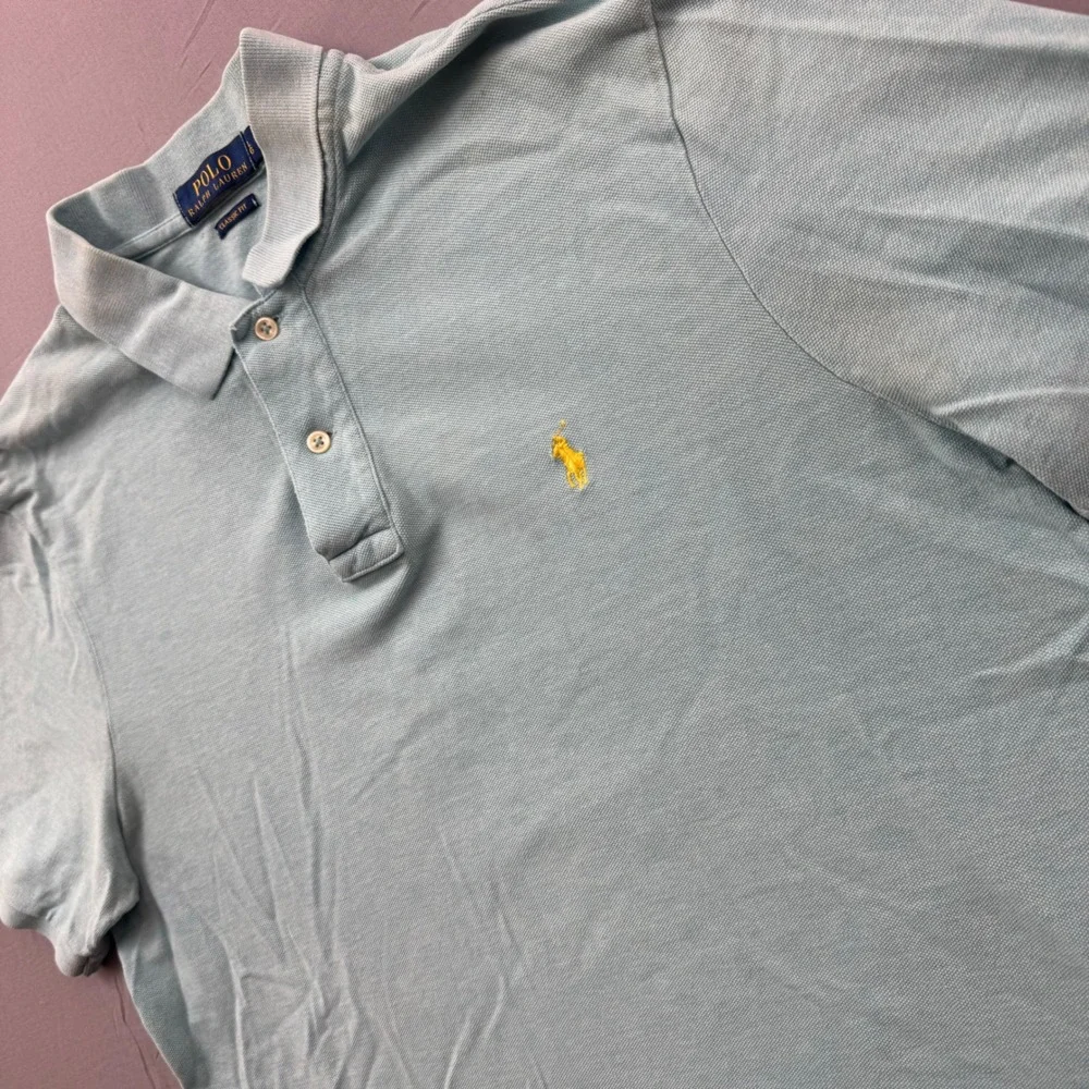 Polo Ralph Lauren Mens Large Mint Green Classic Fit Pique Polo Shirt Yellow Pony